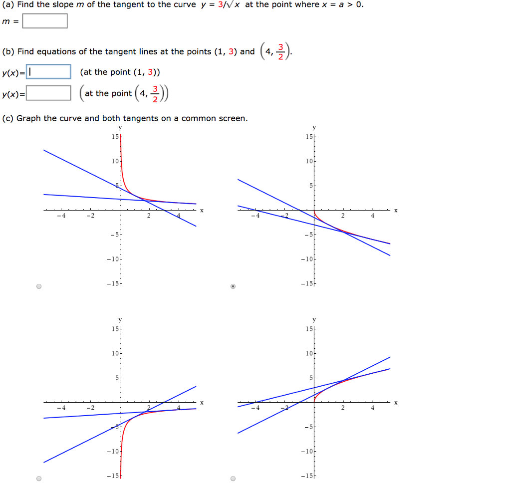 Solved A Find The Slope M Of The Tangent To The Curve Y Chegg Com