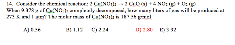 Solved Consider The Chemical Reaction 2 Cu(NO3)2 Rightar