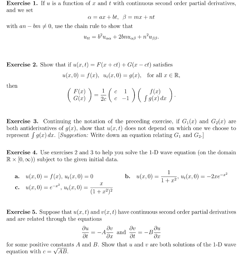 Solved Exercise 1 If U Is A Function Of R And T With Chegg Com