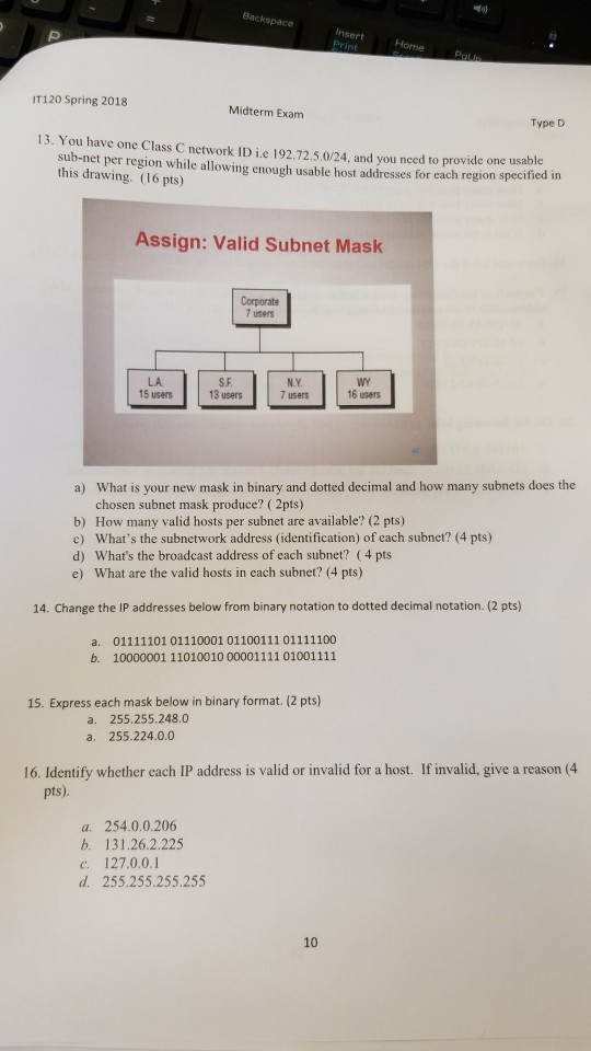 13. Spring You Exam ... Type Solved: D 2018 Have IT120 Midterm