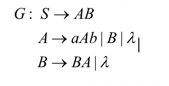 G: S → AB