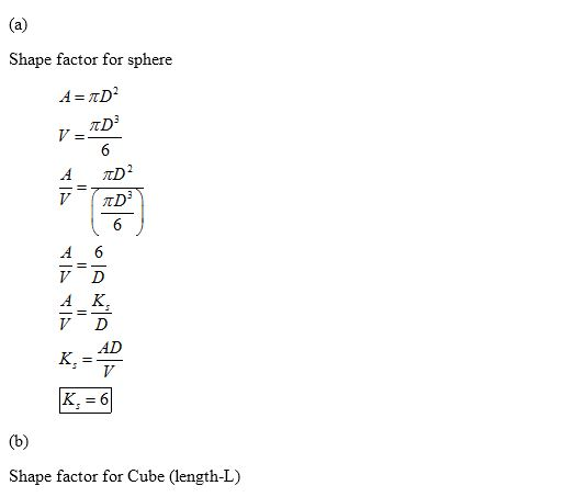 Shape factor for sphere TTD A 6 V D A K V D AD K.6 Shape factor for Cube (length-L)