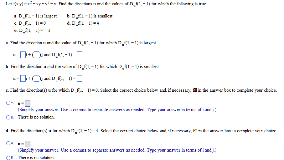 Solved Let F X Y X2 Xy Y2 Y Find The Direction Chegg Com