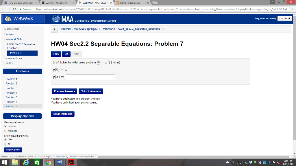 Solved Solve The Initial Value Problem Dy Dx X 2 1 Y Chegg Com