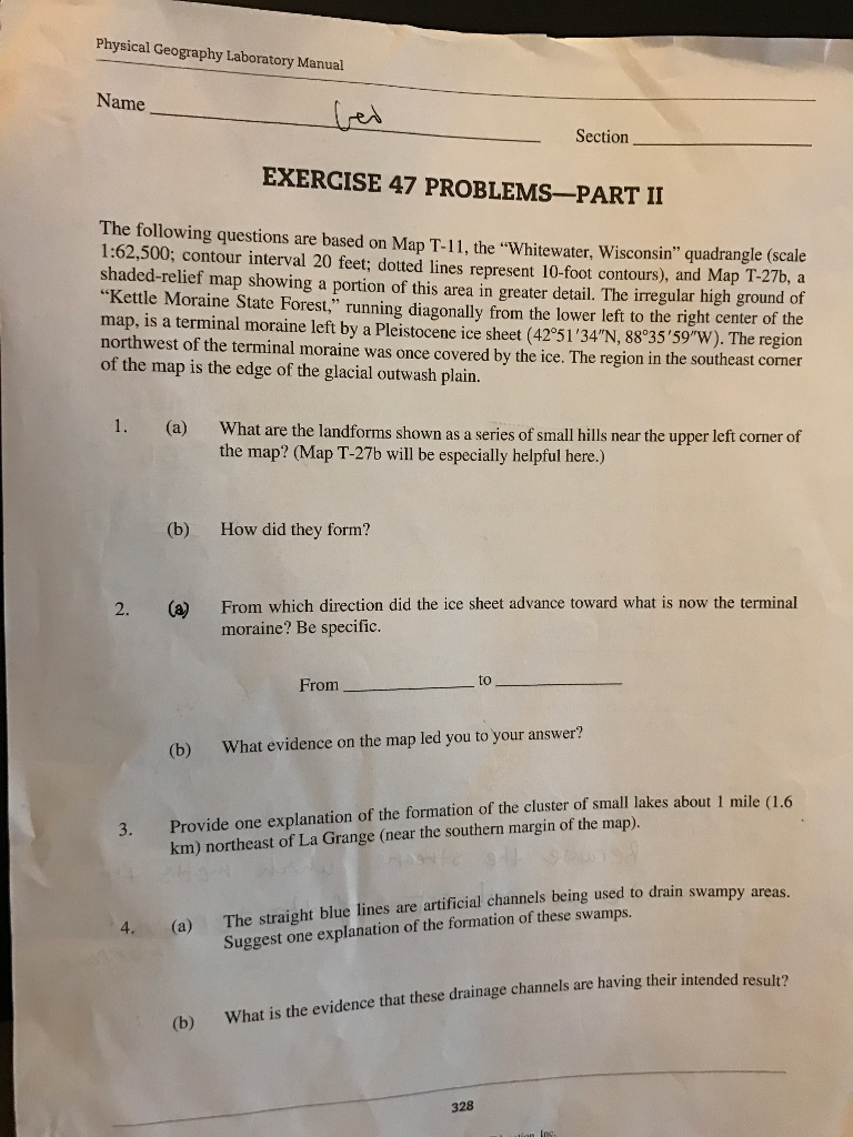 Physical Geography Laboratory Manual Name Section EXERGISE 47 PROBLEMS-PART II The following questions are