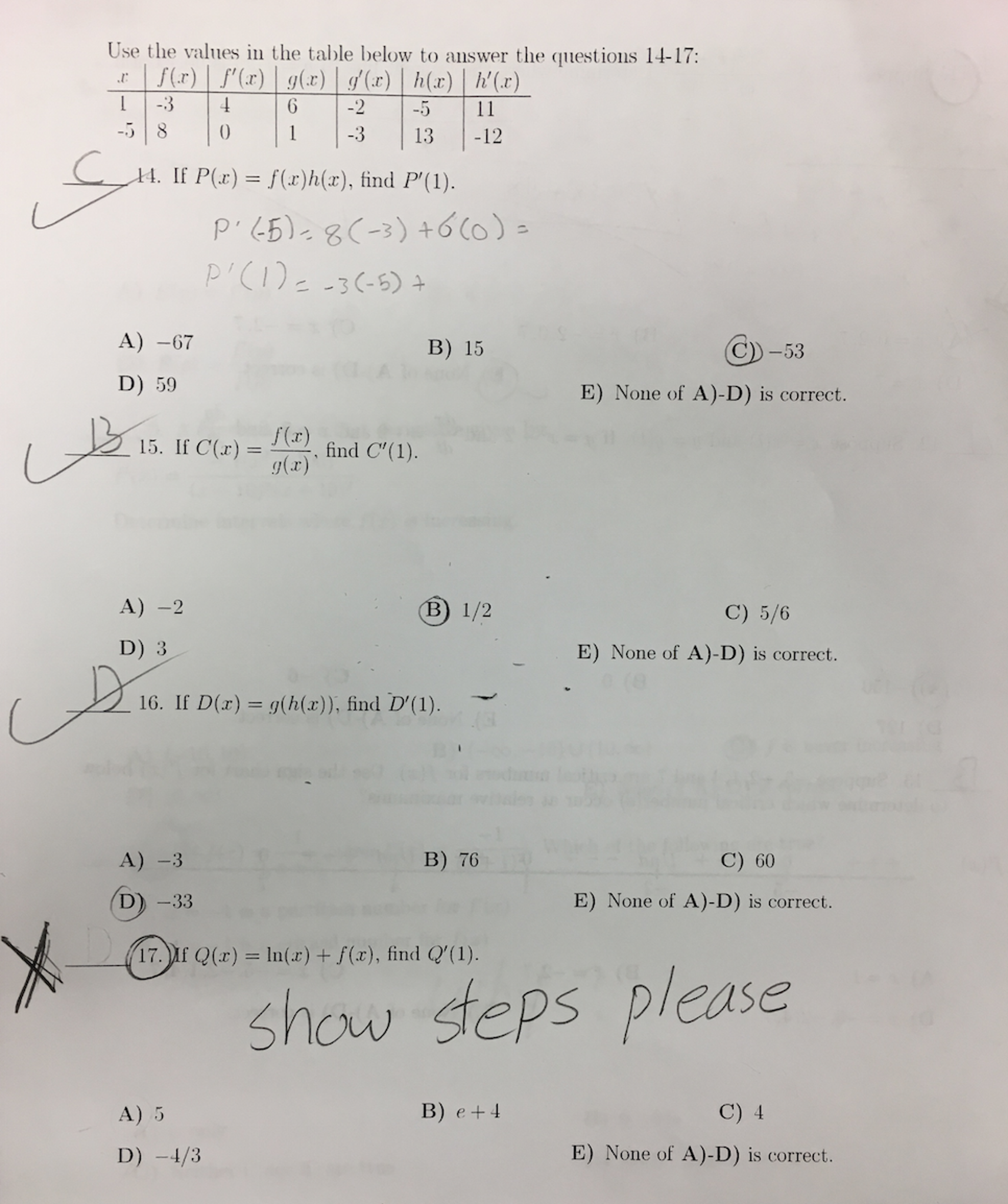 Solved Use The Values In The Table Below To Answer The Qu Chegg Com