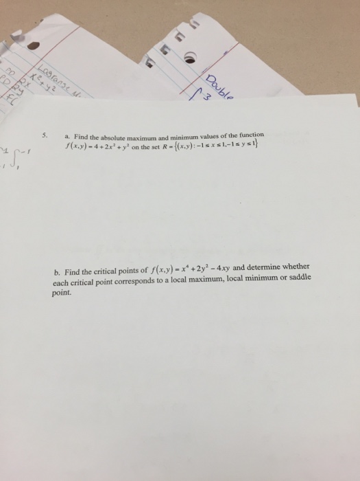 Find The Absolute Maximum And Minimum Values Of The Chegg Com