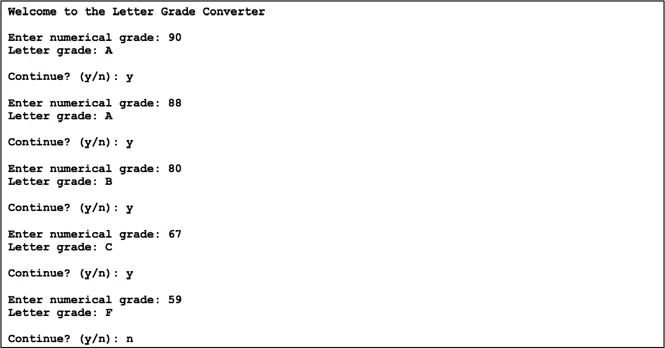 Solved Java Convert Number Grades To Letter Grades Cons Chegg Com