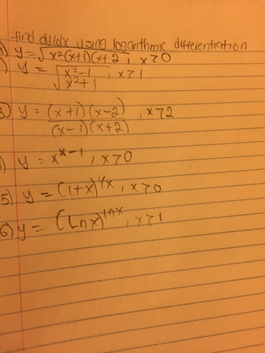 Solved Find Dy Dx Using Loganthmic Differentiation Y Chegg Com