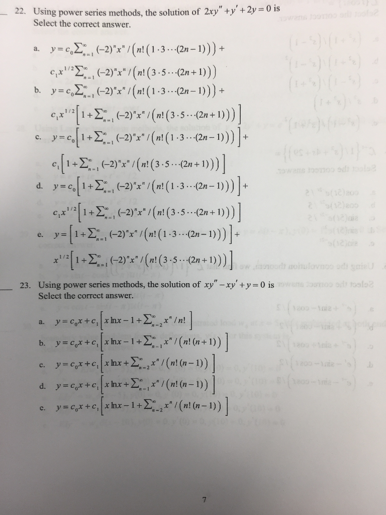 Solved Using Power Series Methods The Solution Of 2xy Y Chegg Com