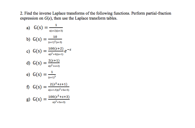 Solved Find the inverse Laplace transforms of the following