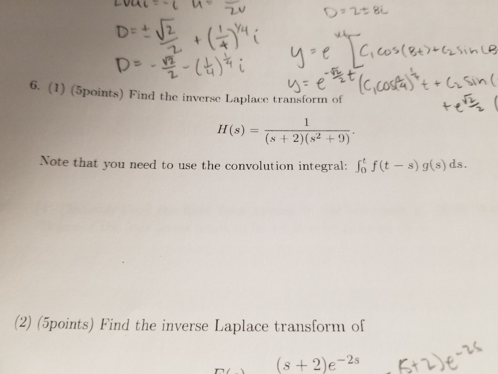 Solved 6 1 Spoints Find The Inverse Laplace Transfor Chegg Com