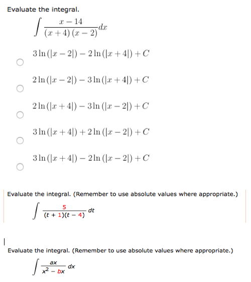 Evaluate The Integral Integral X 14 X 4 X Chegg 