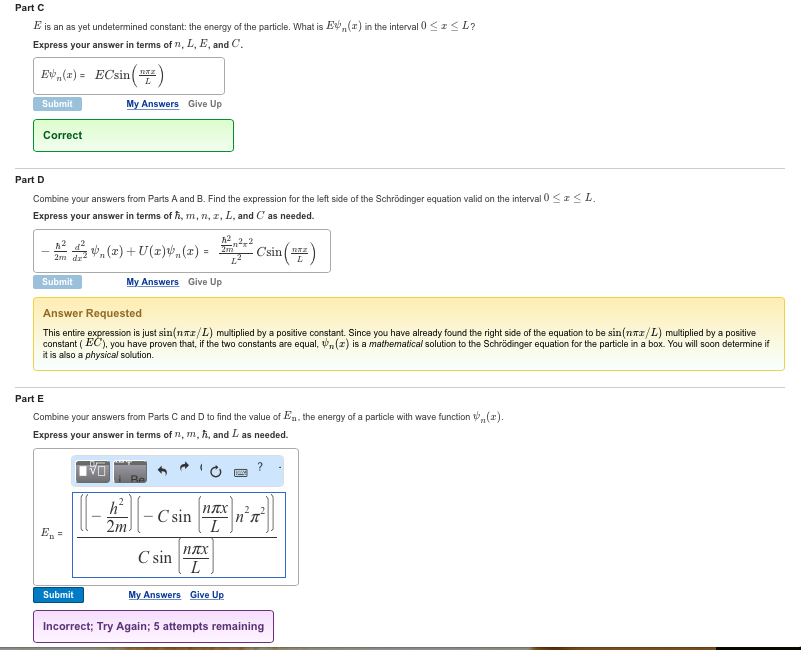 Solved Combine Your Answers From Parts C And D To Find Th Chegg Com