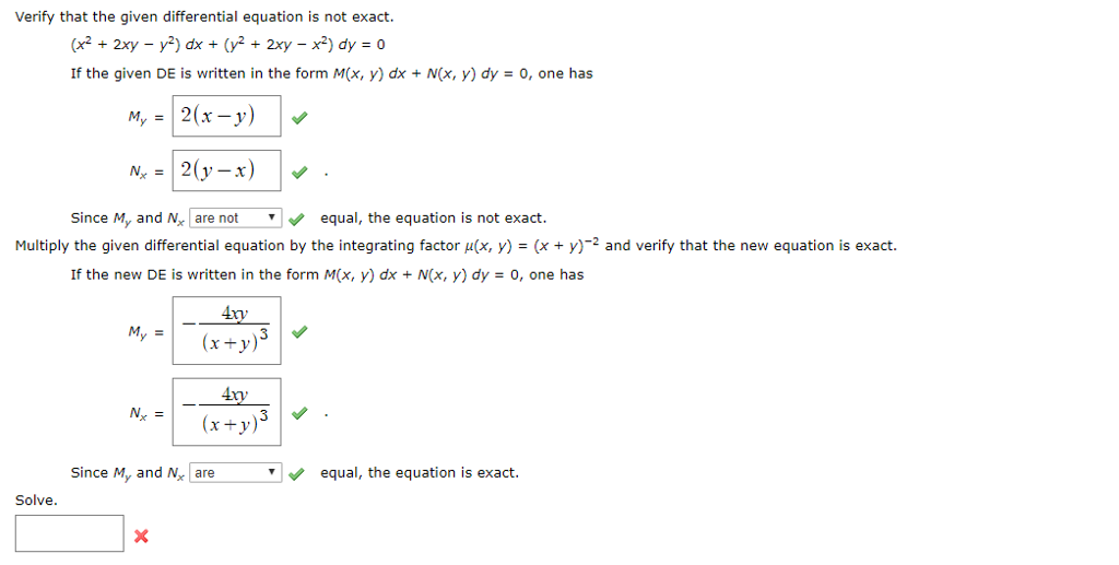 Verify That The Given Differential Equation Is Not Chegg Com