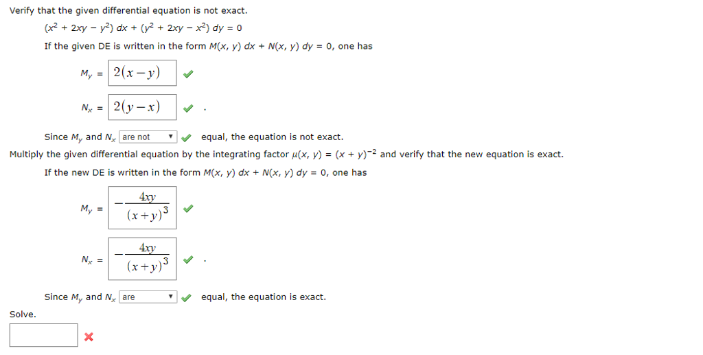 Solved Verify That The Given Differential Equation Is Not Chegg Com