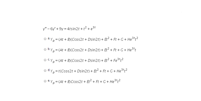 Solved Y 6y 9y 4tsin2t T 2 E 3t A Y P At Chegg Com