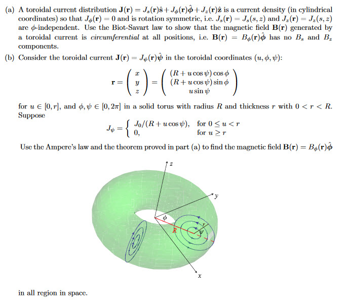 Solved A Toroidal Current Distribution J R 4 R Chegg Com