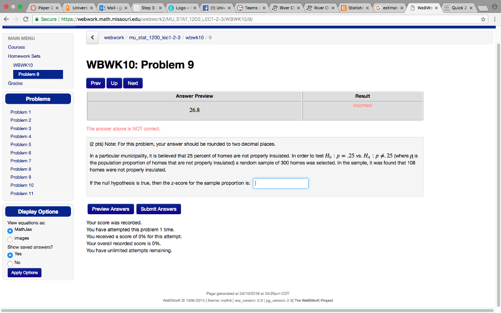 Solved C I Secure L Webwork Math Missouri Edu W Chegg Com