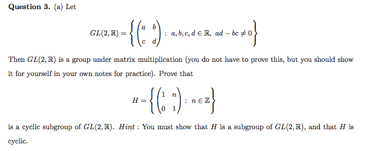 Solved Let Gl 2 R A B C D A B C D Element Of R Ad Chegg Com