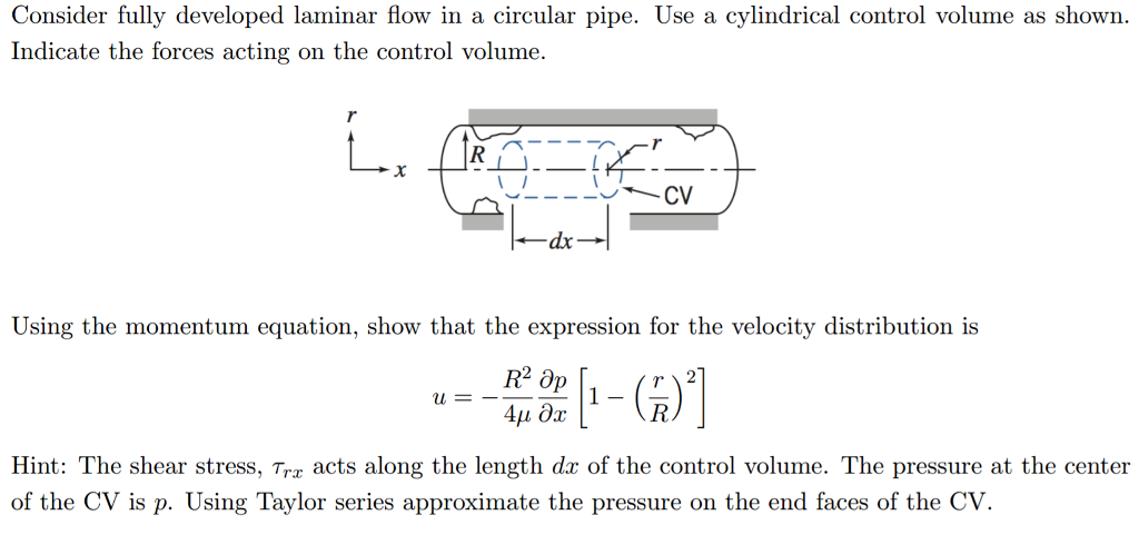 Consider Fully Developed Laminar Flow In A Circular Chegg Com