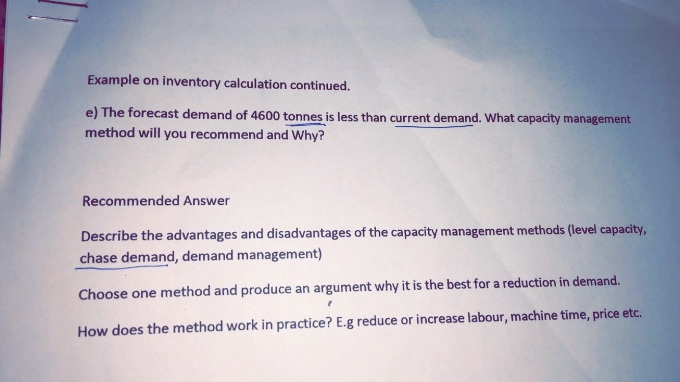 Solved The Forecast Demand Of 4600 Tonnes Is Less Than Cu Chegg Com