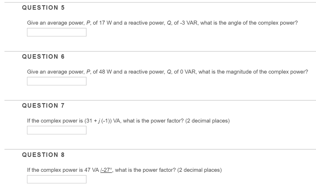 Solved Question 5 Give An Average Power P Of 17 W And A Chegg Com