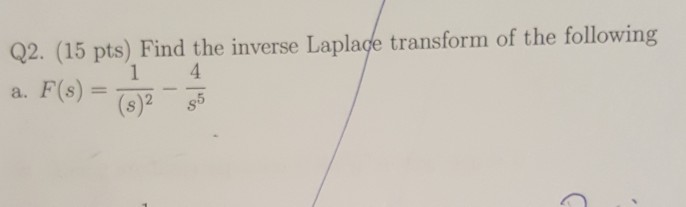 Q2. (15 pts) Find the inverse Laplade transform of the following