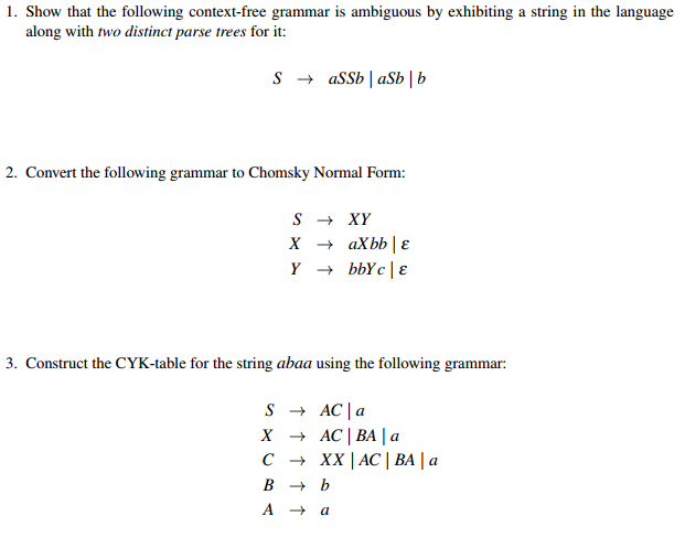 is ambiguous show grammar Following Grammar That The Context free Is Am Show Solved: