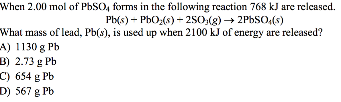 Solved When 2.00 Mol Of PbSO4 Forms In The Following Reac