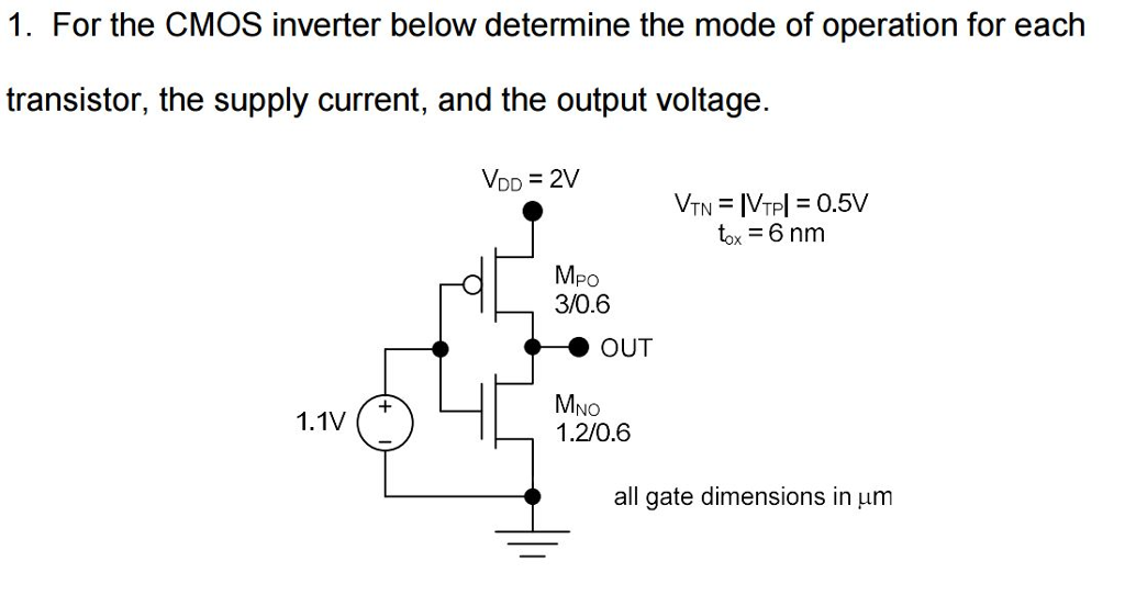 Solved For The CMOS Inverter Below Determine The Mode Of