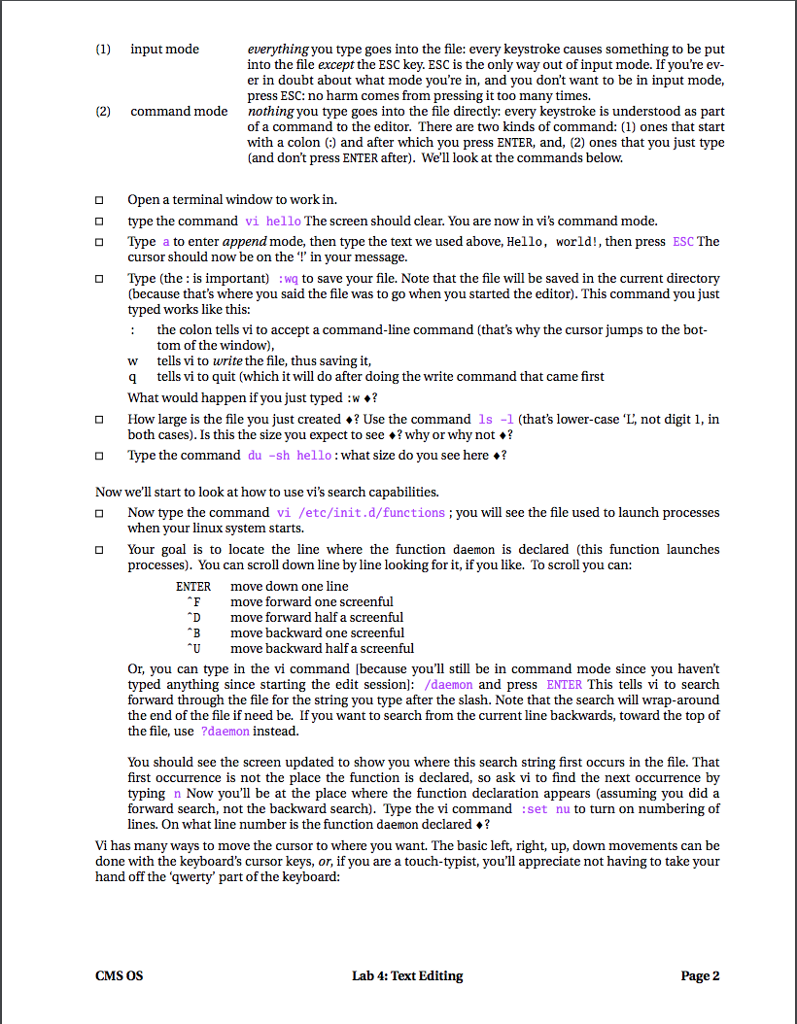 Solved Lab 4 Text Editing A Brief Note About Type Setting Chegg Com