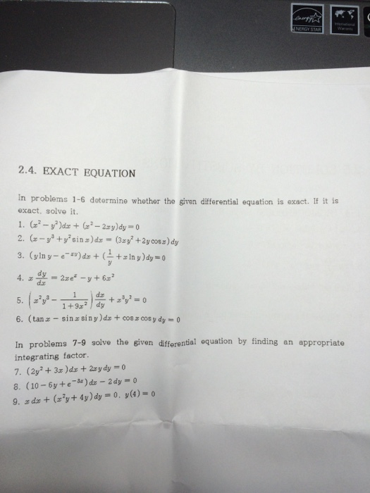 In Problems 1 6 Determine Whether The Given Chegg Com