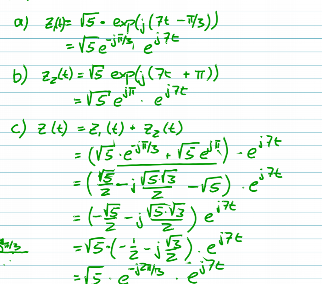 Z T Squareroot 5 Middot Exp J 7t Pi 3 Chegg Com