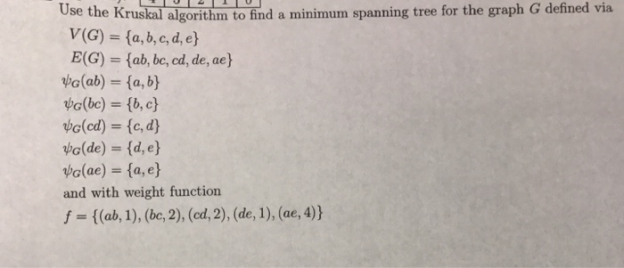 Solved Use The Kruskal Algorithm To Find A Minimum Spanni Chegg Com