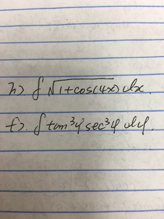 Solved Integral Square Root 1 Cos 4x Dx Integral Tan 3 Chegg Com