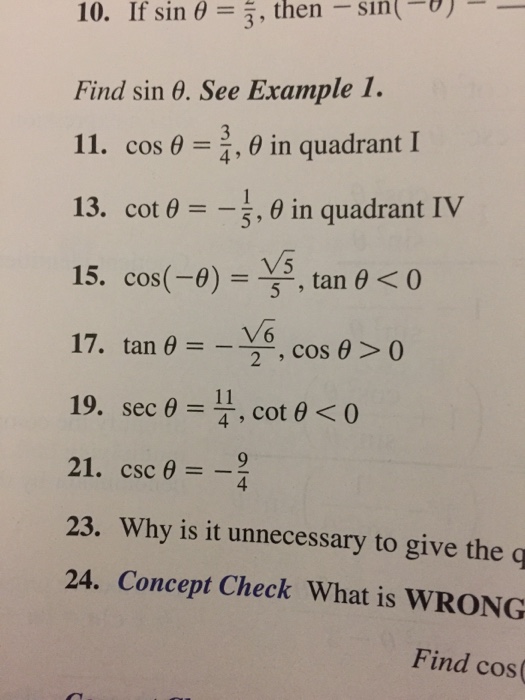 Solved Find Sin Theta Cos Theta 3 4 Theta In Quadrant Chegg Com