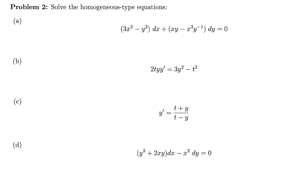 Solve The Homogeneous Type Equations A 3x 2 Chegg Com