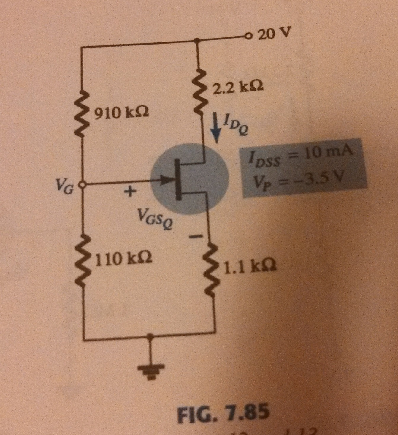 Solved For The Network 7 85 Determine A Vgb Idq And Vg Chegg Com