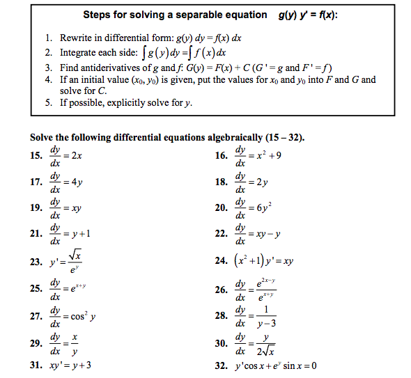 Solve The Following Differential Equations Chegg Com