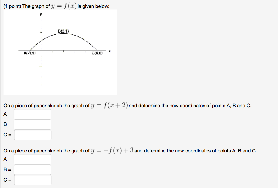 Solved 1 Point The Graph Of Y X Is Given Below A 1