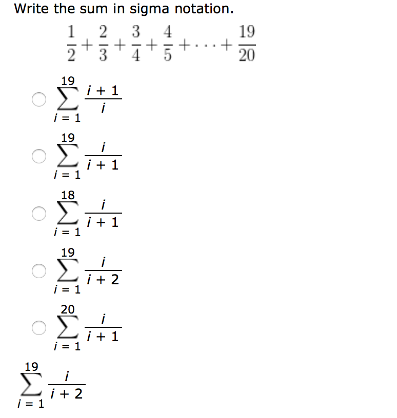 Sigma notation formulas image