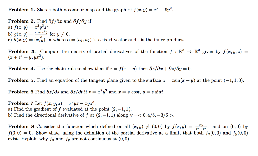 Solved Problem 1 Sketch Both A Contour Map And The Graph Chegg Com