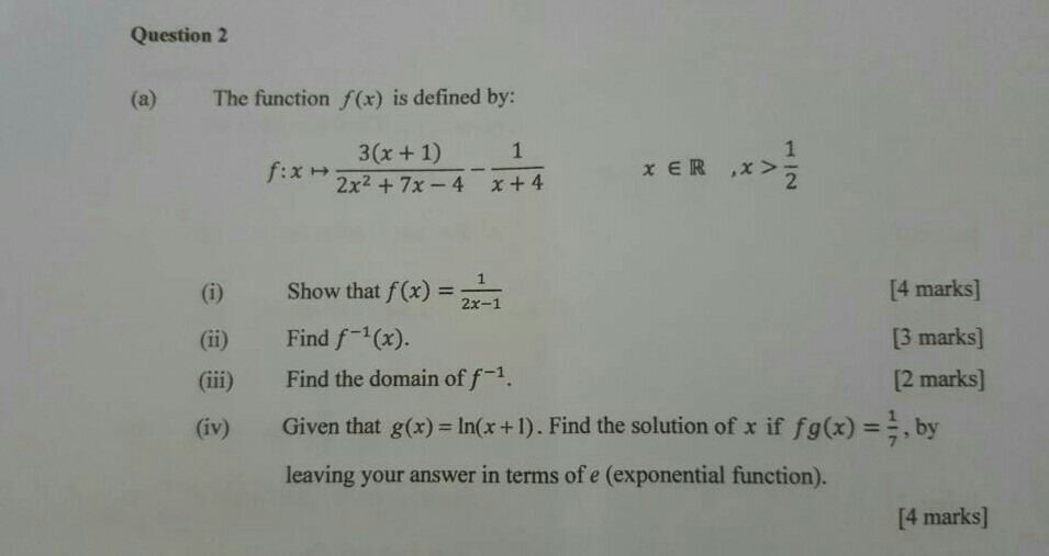 A The Function F X Is Defined By F X Rightarrow Chegg Com