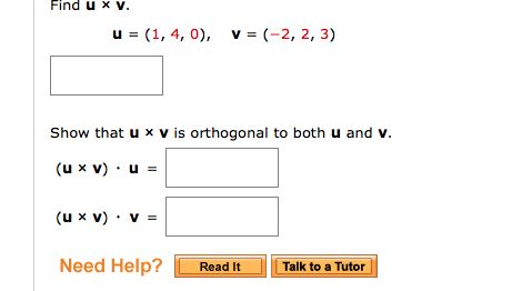 Find U Times V U 1 4 0 V 2 2 3 Show Chegg Com