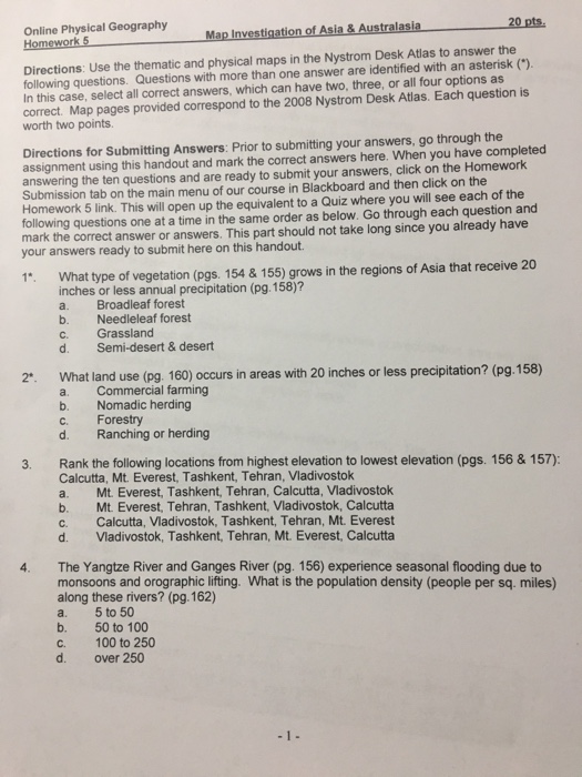 Solved Direction Use The Thematic And Physical Maps In T