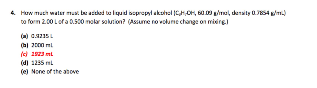 alcohol water density