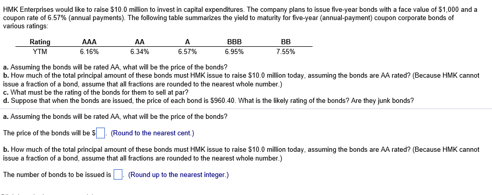 C What Must Be The Rating Of The Bonds For Them To Chegg 