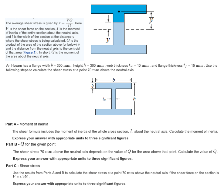 Solved The Average Shear Stress Is Given By T Vq It He Chegg Com