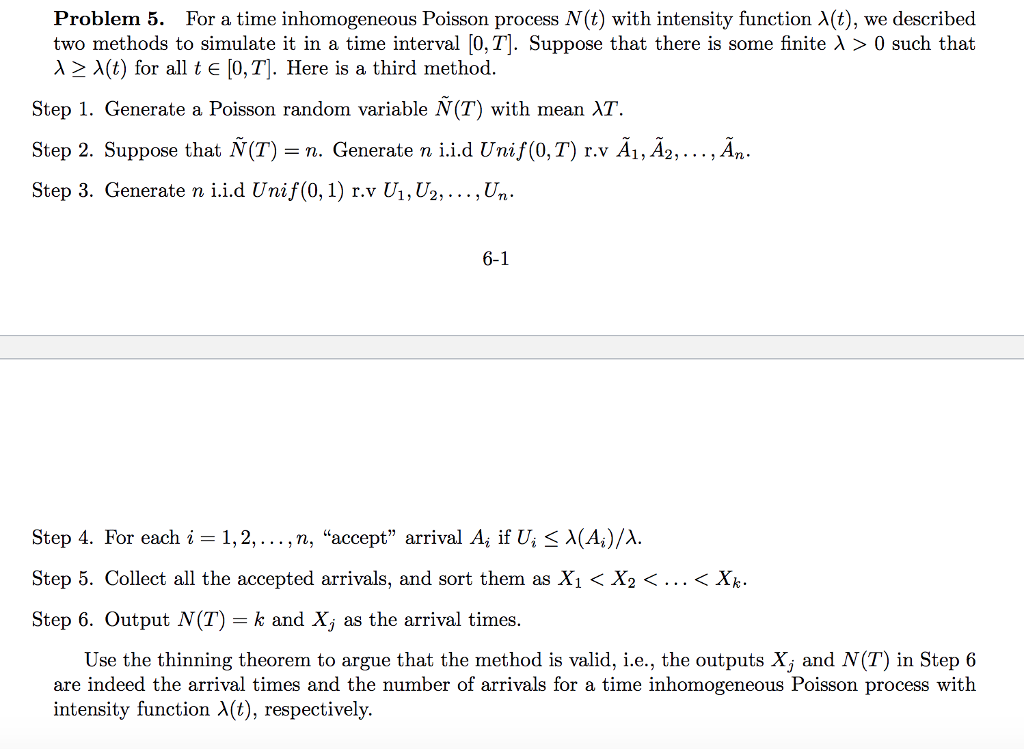 Problem 5 For A Time Inhomogeneous Poisson Proces Chegg Com